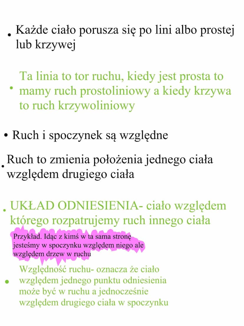 In a world you know
nothing, there will be surprises if
you go on FIZYKA
RUCH I JEGO WZGLĘDNOŚĆ
●
• Jednostką drogi jest metr
Przemieszczeni
