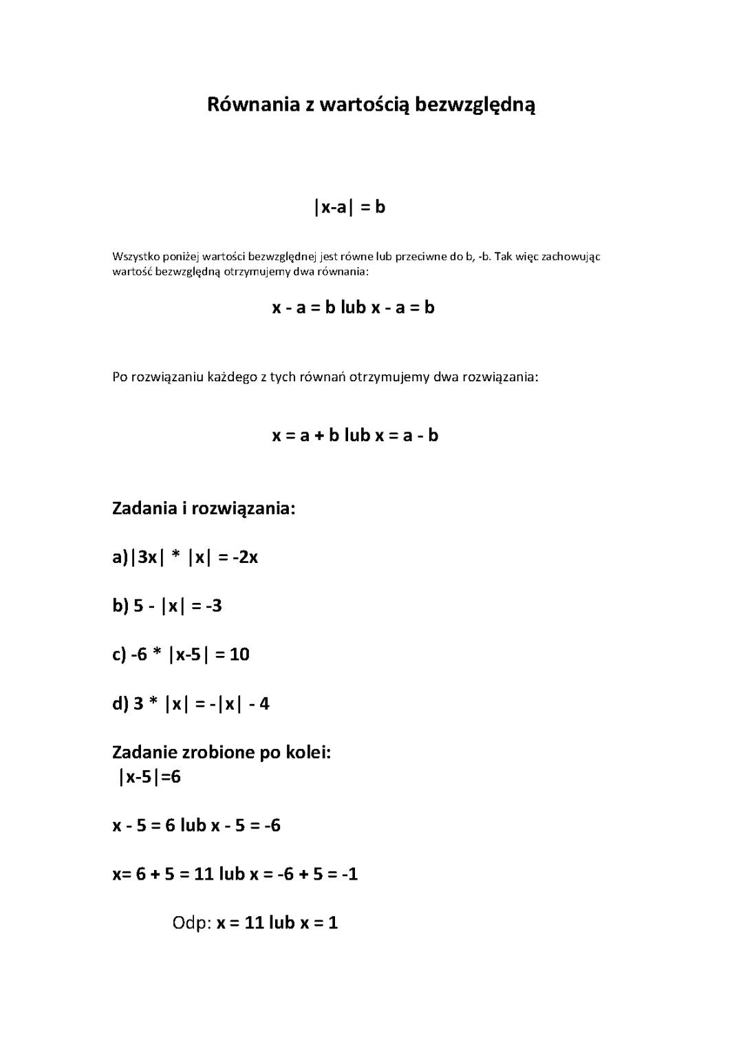 Równania i Nierówności z Wartością Bezwzględną - Zadania PDF i Jak Rozwiązać