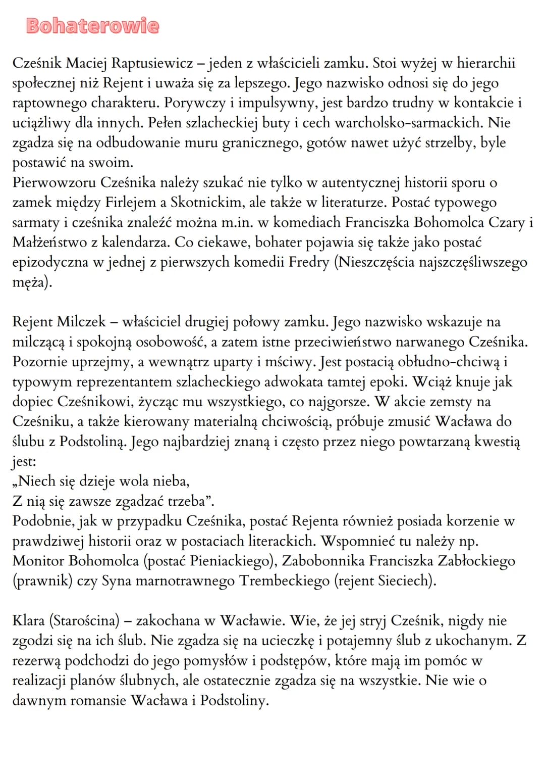 ZEMSTA
Gatunek
Gatunek: komedia - jeden z gatunków dramatu, stanowiący
przeciwieństwo do tragedii. Komedią rządzi radosny temat, dynamiczna
