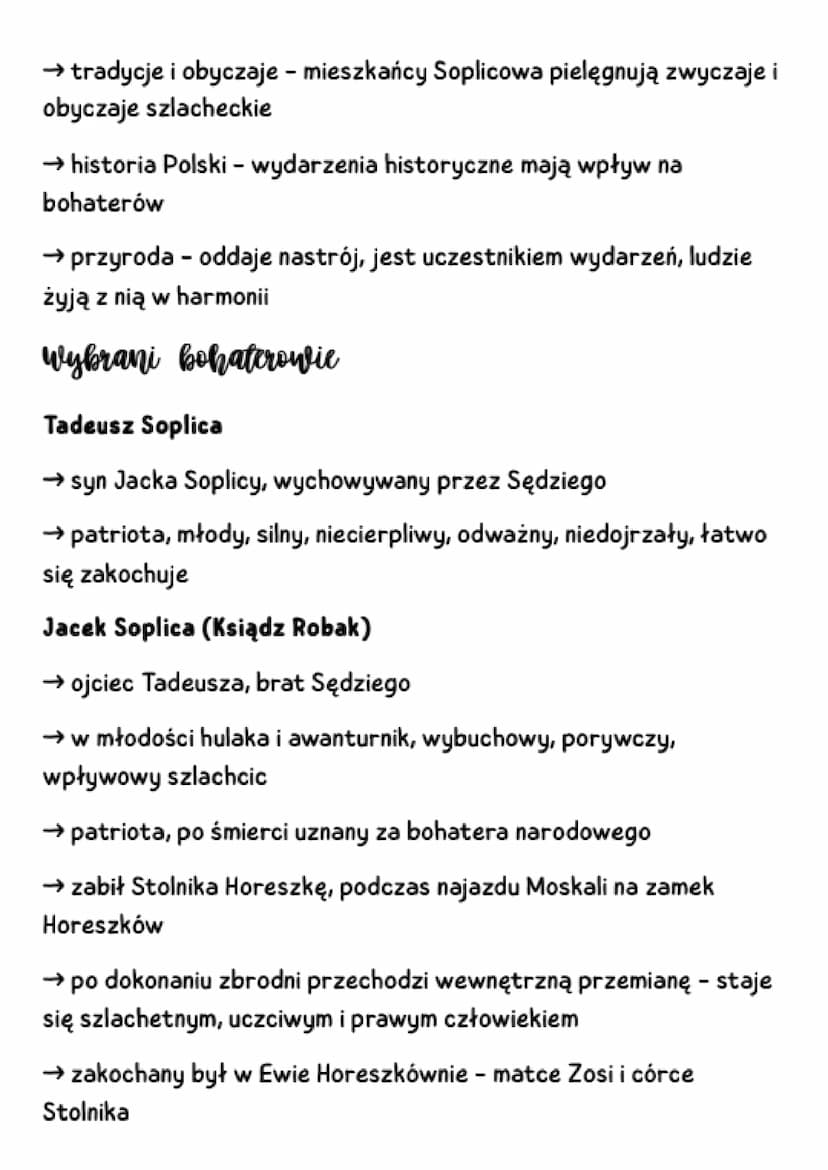 PAN TADEUSZ Adam Mickiewicz
gatunek: epopeja - utwór dużych rozmiarów, pisany wierszem,
losy bohaterów na tle ważnych wydarzeń historycznych