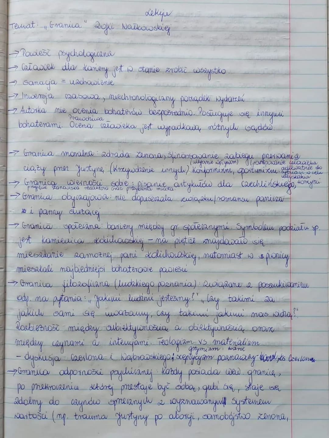 Temat: Granica "
11
Lekije
20i Nałkowskie
→→ Powieść psychologiczna
→ Człowiek dla Kariery jest w stanie zrobić
= 420howienie
wszystko
-> In