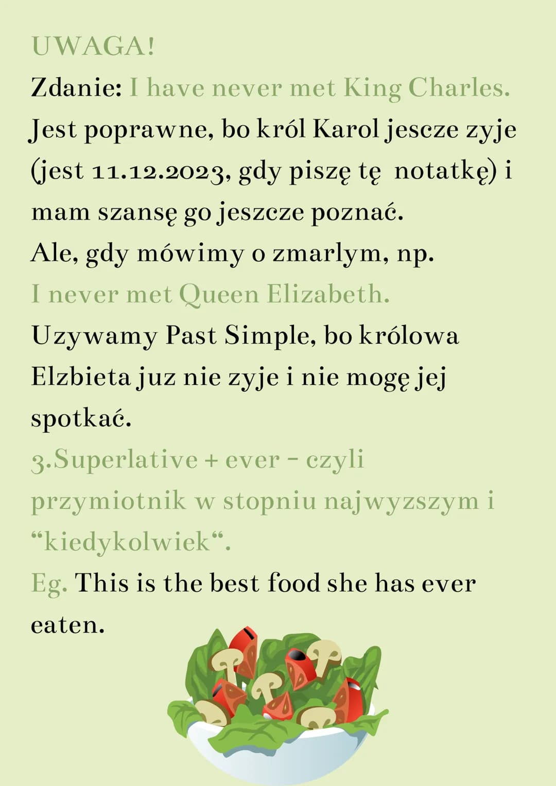 Present Perfect
BUDOWA
positive:
S + have/has + V (past participle)
negative:
S + haven't/hasn't + V (past particple)
question:
Have/Has + S