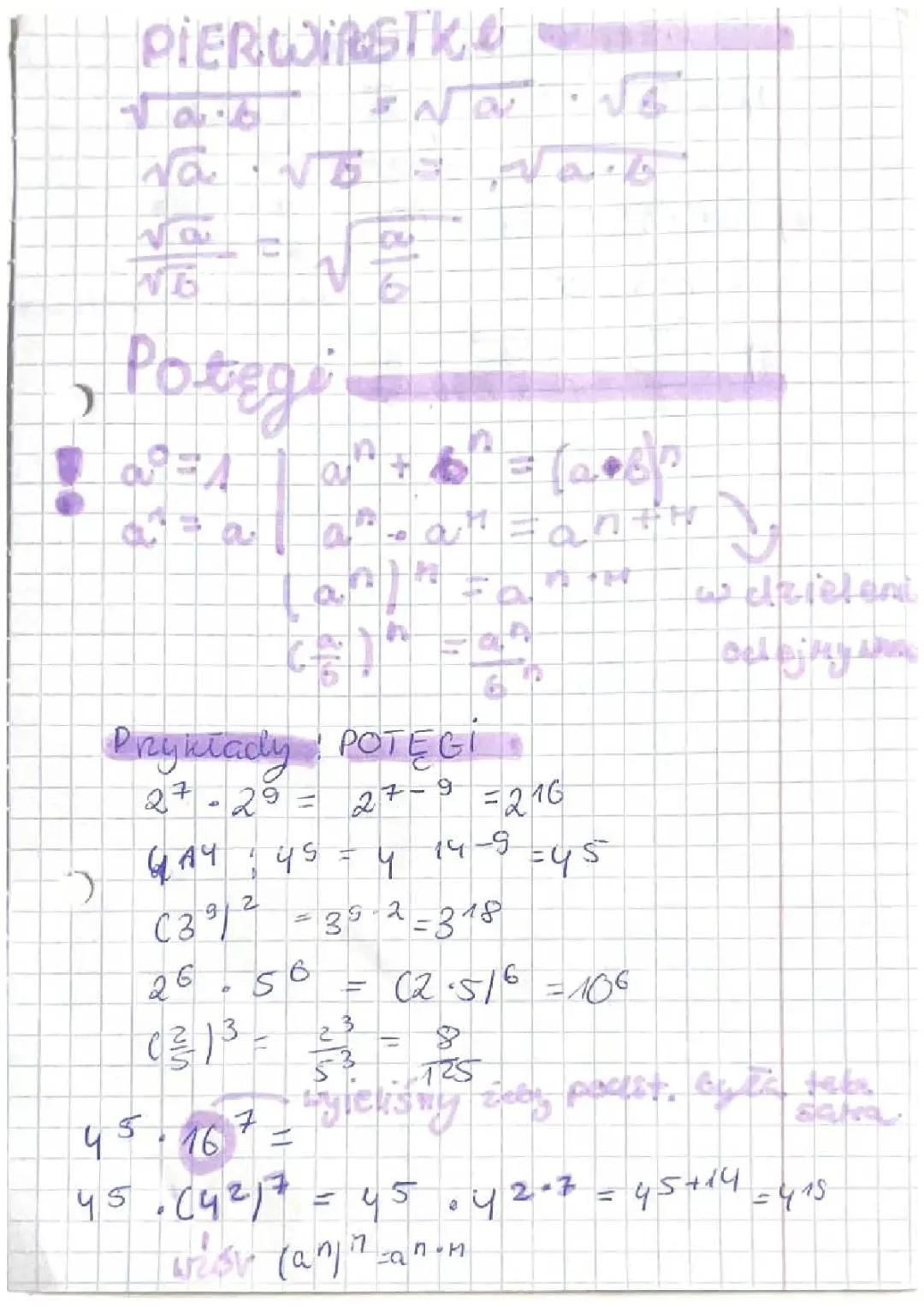 Pierwiastki i potęgi 
