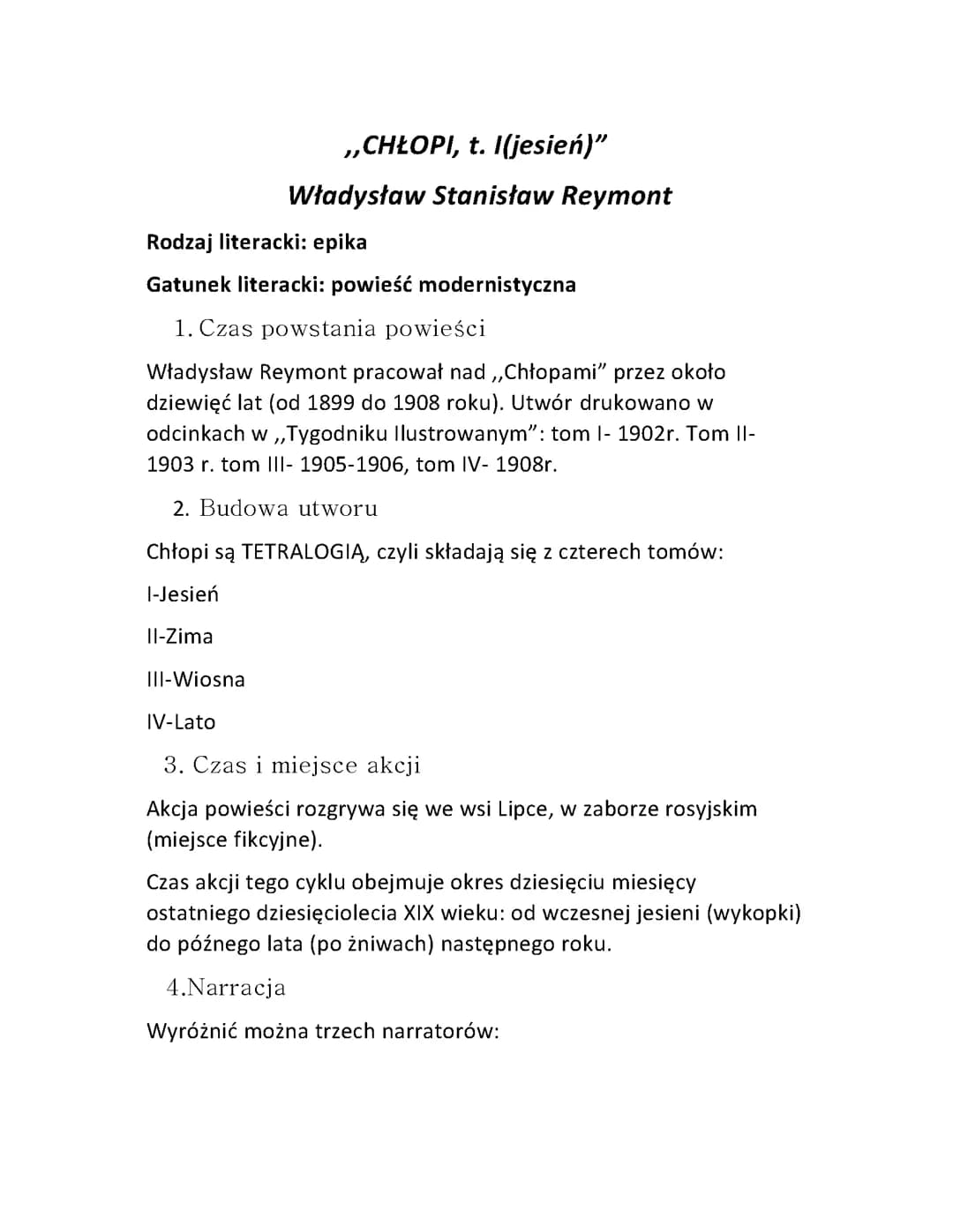 ,,Chłopi" Władysław Stanisław Reymont 