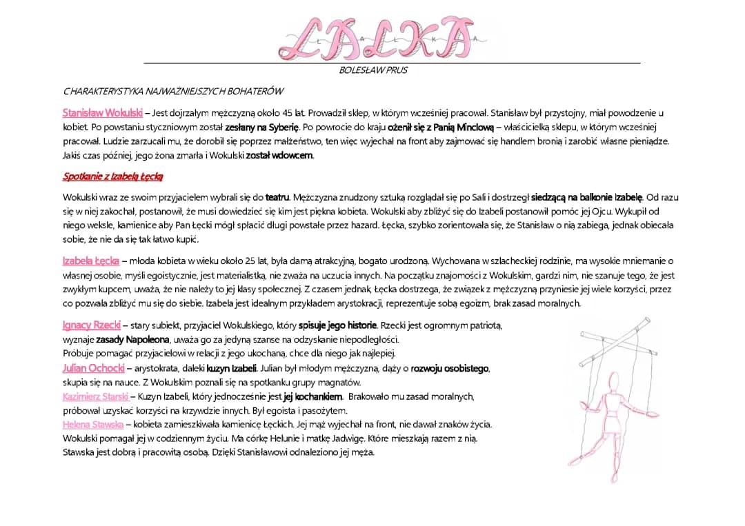 Lalka - opracowanie lektury 