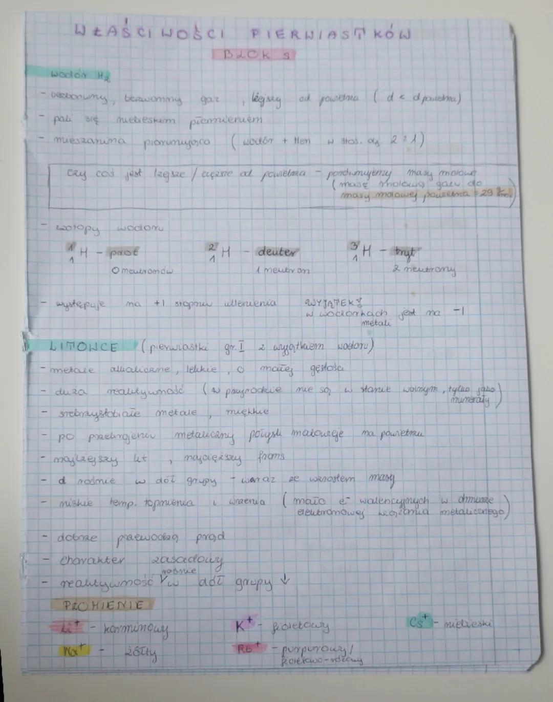 Właściwości pierwiastków bloku s - Litowce i Berylowce