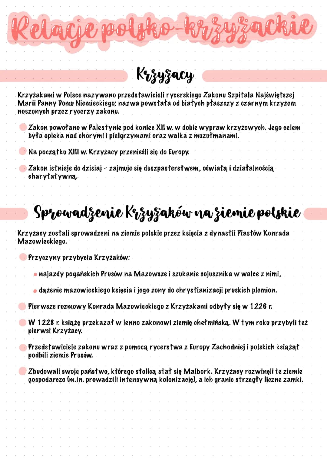 relacje polsko krzyżackie 