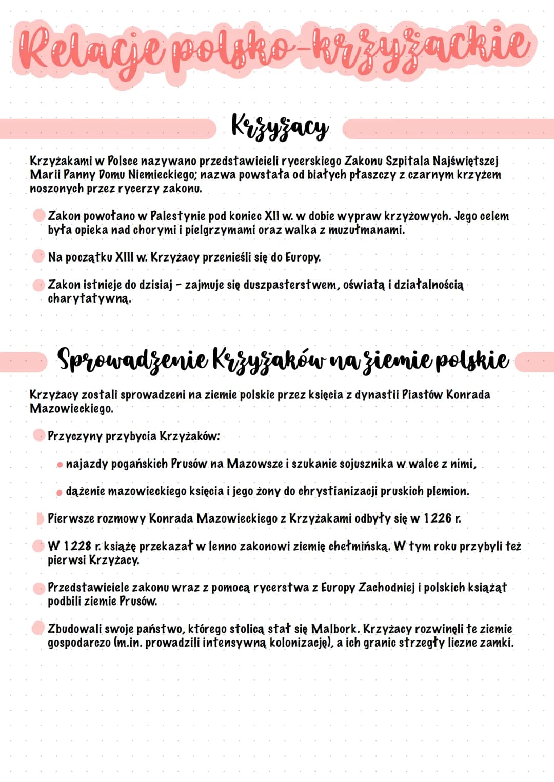 Relacje poljsko hrjyjachie
Krzyzacy
Krzyżakami w Polsce nazywano przedstawicieli rycerskiego Zakonu Szpitala Najświętszej
Marii Panny Domu N