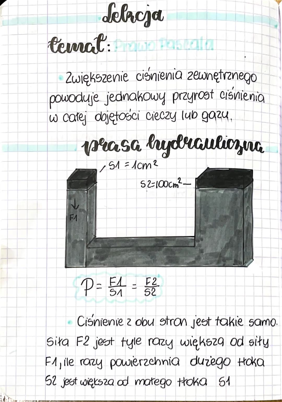 delacja
Cemral: Prawo pastata
Zwiększenie ciśnienia zewnętrznego
powoduje jednakowy przyrost ciśnienia
w całej objętości cieczy lub gazu.
pr