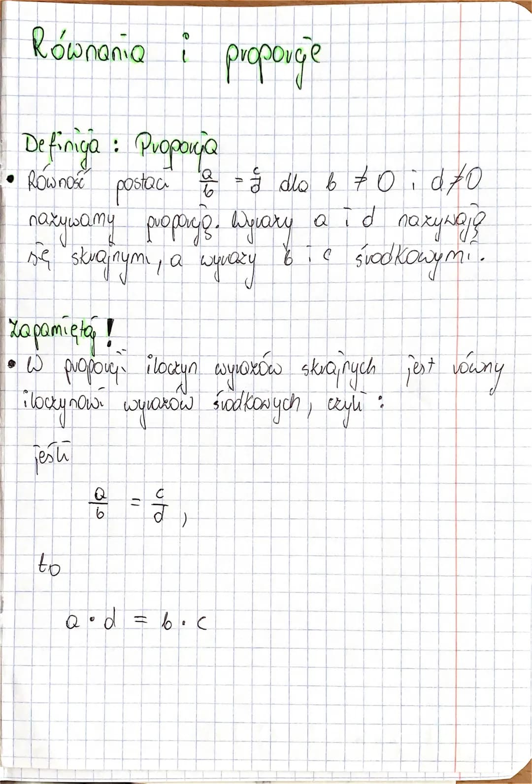 Równania i proporge
Definiga: Proporya
postaci b
Rowność
naxywamy propago. Wyrary aid nazywają
be skuajnym, a wyważy
b
C
słodkowymi.
zapamię