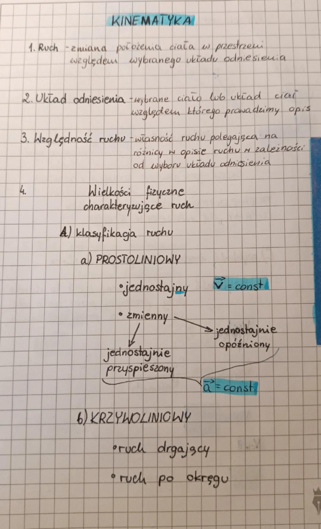# ΚΙΝΗΜΑΤΥΚΑ
1. Ruch - zmiana położenia ciała w przestrzeni
względem wybranego układu odniesienia
2. Układ odniesienia - wybrane ciało lub u