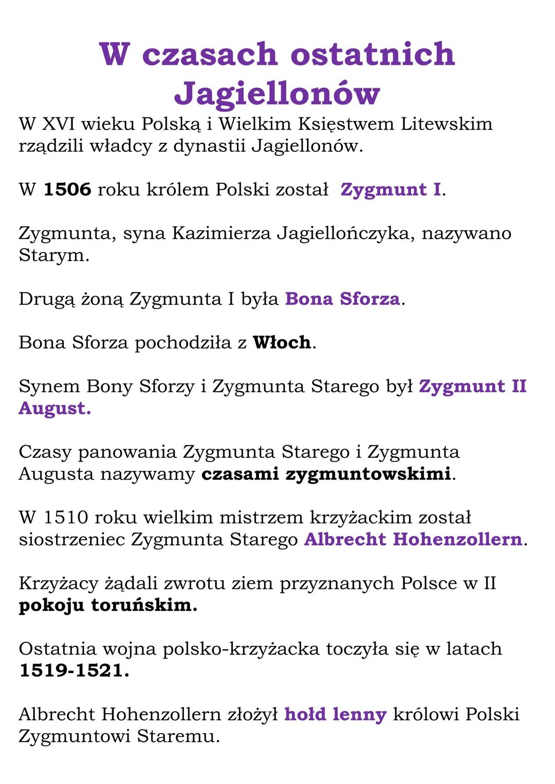 W czasach ostatnich
Jagiellonów
W XVI wieku Polską i Wielkim Księstwem Litewskim
rządzili władcy z dynastii Jagiellonów.
W 1506 roku królem 