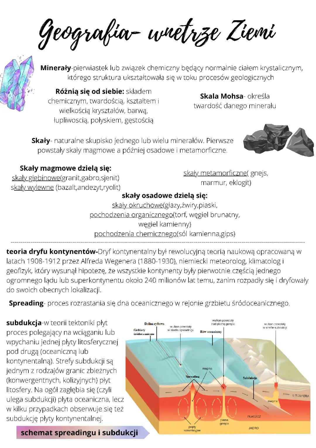 Odkryj wnętrze Ziemi: Warstwy Ziemi, Minerały i Skały, Subdukcja i Spreading, Jądro Ziemi