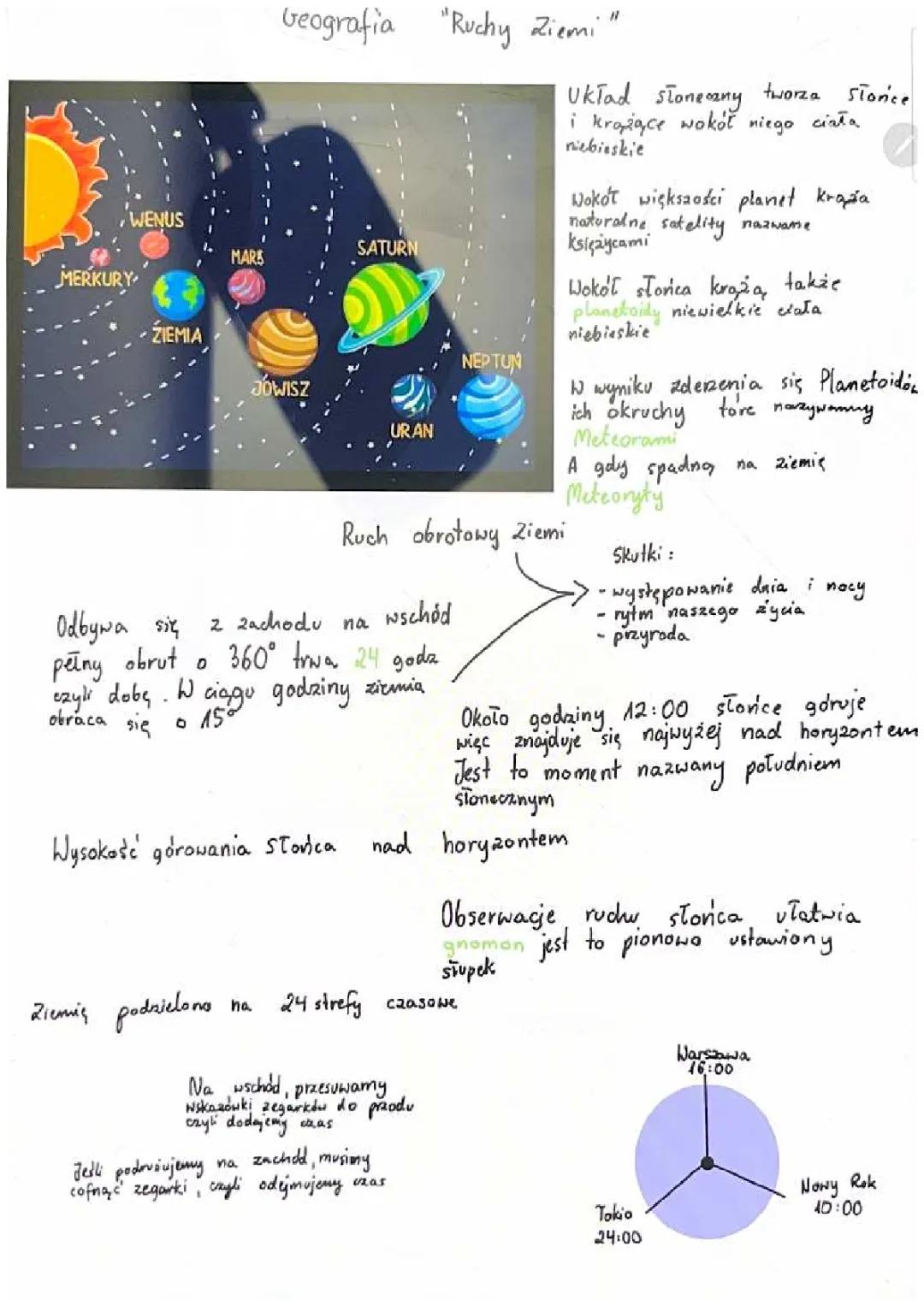 Geografia: Ruch Ziemi - Klasa 6