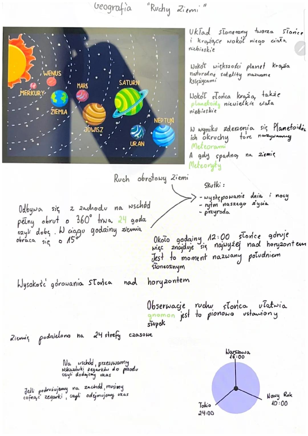 WENUS
MERKURY
ZIEMIA
MARS
Geografia "Ruchy Ziemi"
Ziemię podzielona
JOWISZ
Wysokośc górowania storica
SATURN
2 zachodu na
wschód
Odbywa się
