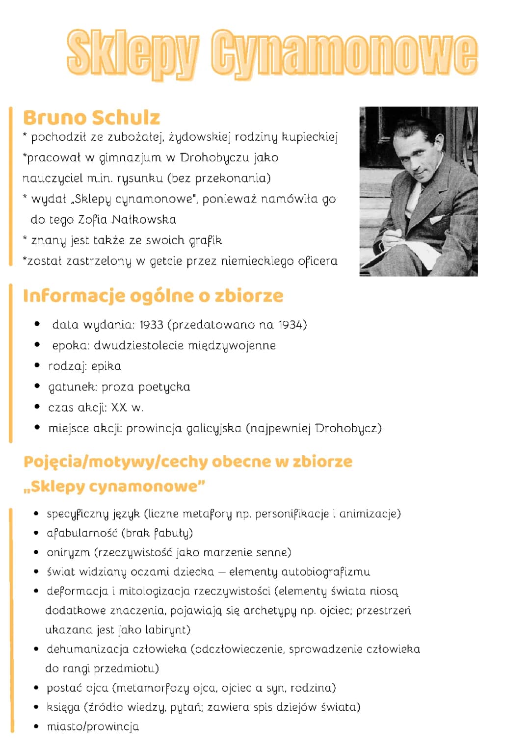 Sklepy Cynamonowe - Streszczenie i Opracowanie z Bohaterami i Planem Wydarzeń