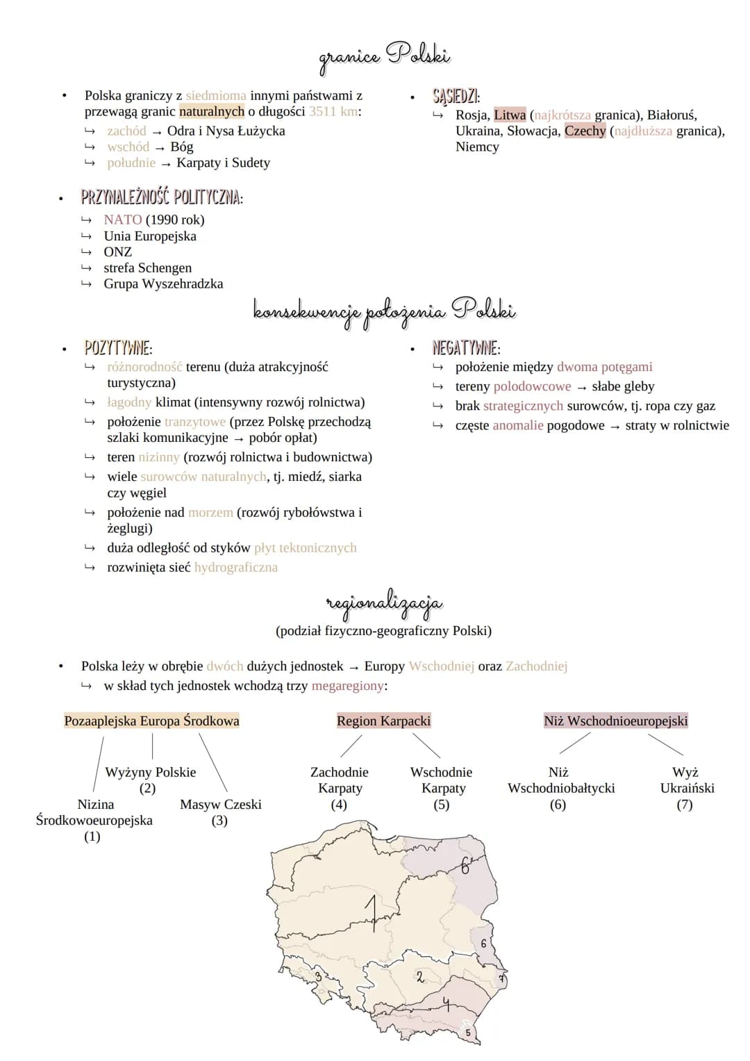 1. Położenie i obszar Polski
położenie geograficzne
●
.
●
Polska leży w Środkowej Europie (geometryczny
środek Suchowola)
klimat strefy umia