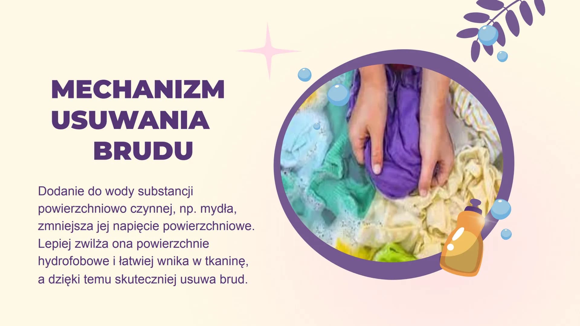 Środki
czystości SPIS
TREŚCI
1.
2.
3.
4.
Geneza
Czyli od pierwszych mydeł
do dzisiejszych znanych
nam środków
Mechanizmy
Prania i mycia
Środ