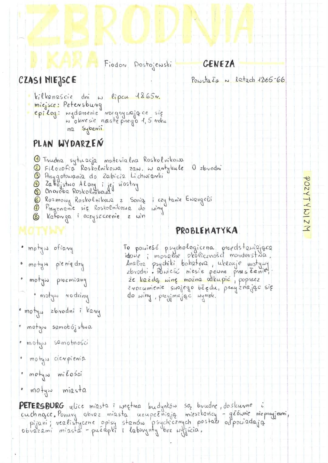 # ZBRODNIA
# I KARA
Fiodor Dostojewski

CZASI MIEJSCE

*   kilkanaście dni w lipcu 1865.
*   miejsce: Petersburg
*   epilog: wydanenie rozgr