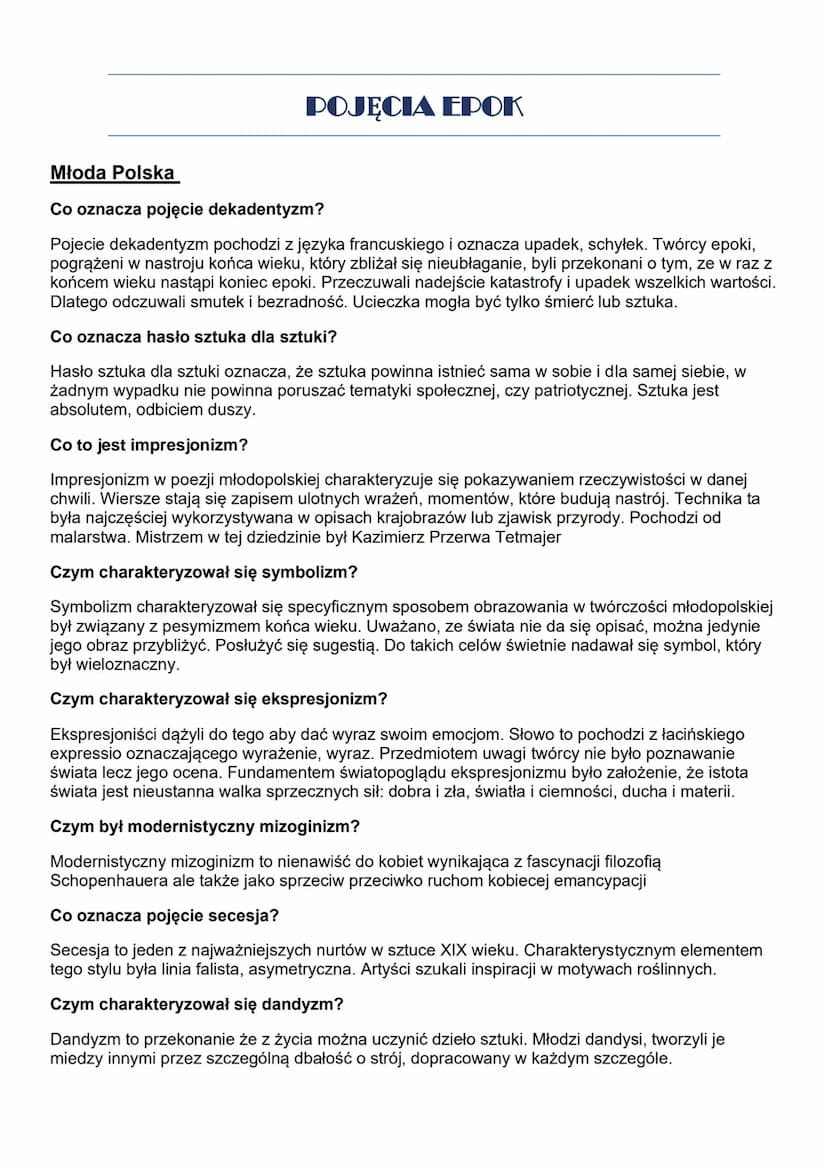 POJĘCIA EPOK
Starożytność
Co to jest mit?
Mit to opowieść o bogach i bohaterach starożytnych Greków i Rzymian. Tłumaczyły zjawiska
przyrody,