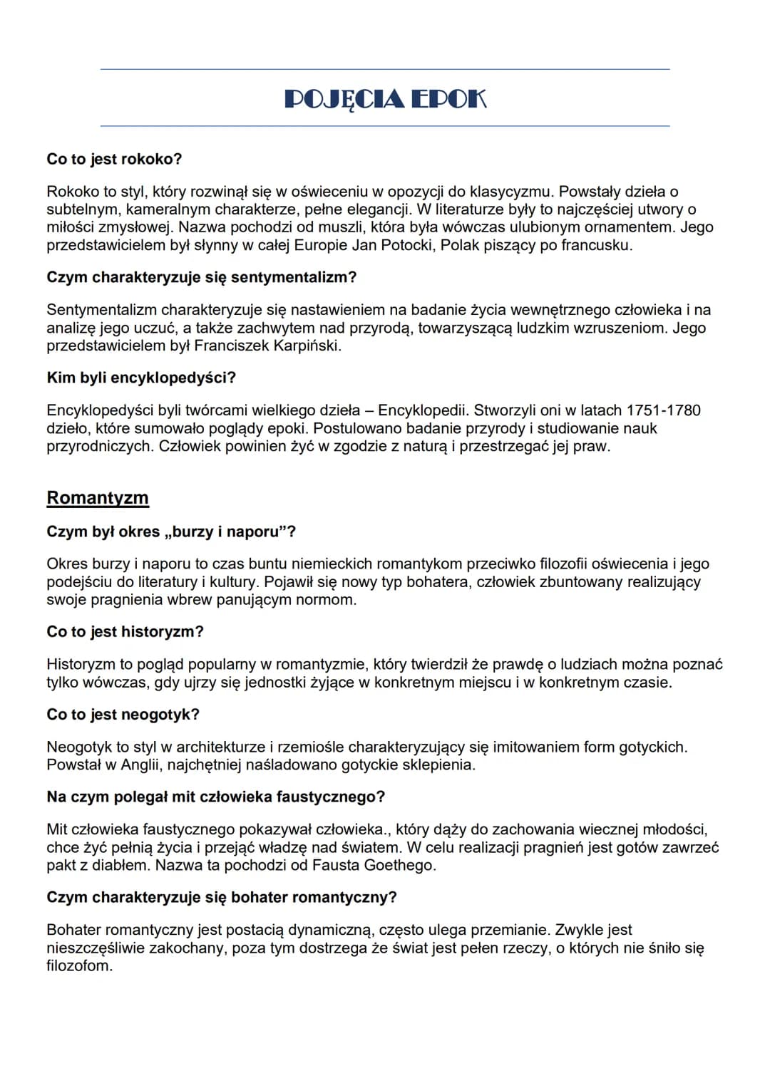 POJĘCIA EPOK
Starożytność
Co to jest mit?
Mit to opowieść o bogach i bohaterach starożytnych Greków i Rzymian. Tłumaczyły zjawiska
przyrody,