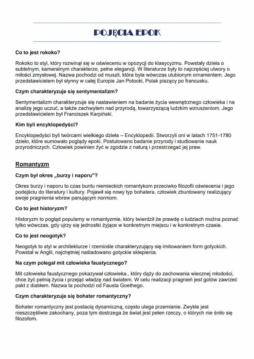 POJĘCIA EPOK
Starożytność
Co to jest mit?
Mit to opowieść o bogach i bohaterach starożytnych Greków i Rzymian. Tłumaczyły zjawiska
przyrody,