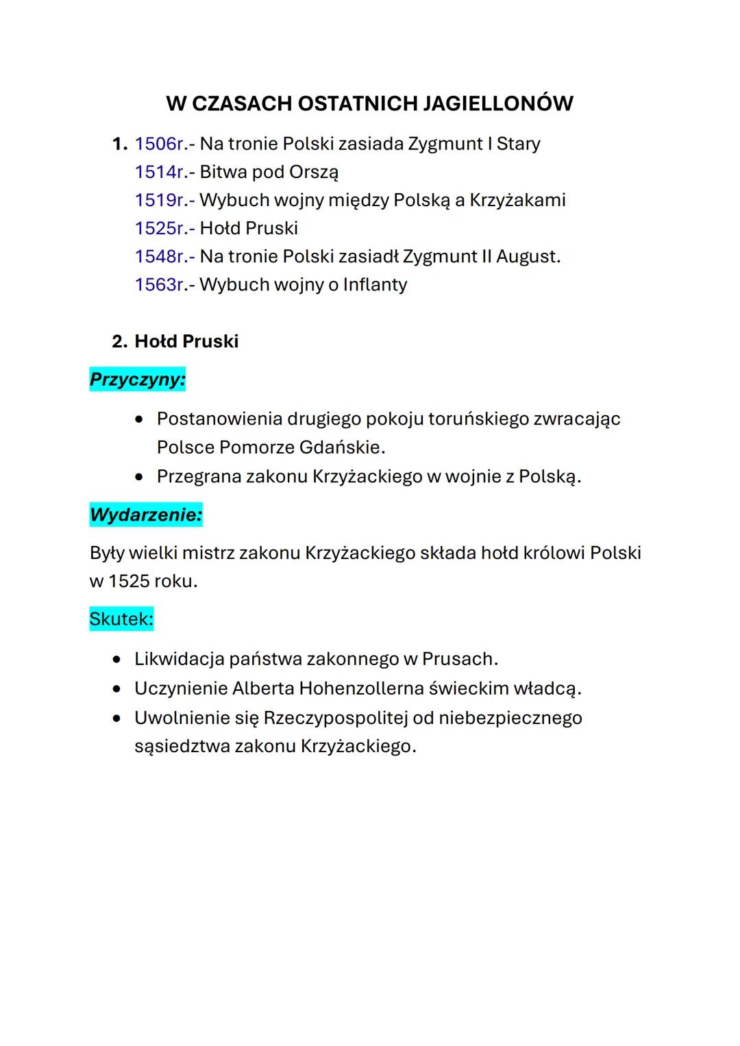 # W CZASACH OSTATNICH JAGIELLONÓW

1.  1506r.- Na tronie Polski zasiada Zygmunt I Stary
1514r.- Bitwa pod Orszą
1519r.- Wybuch wojny między 