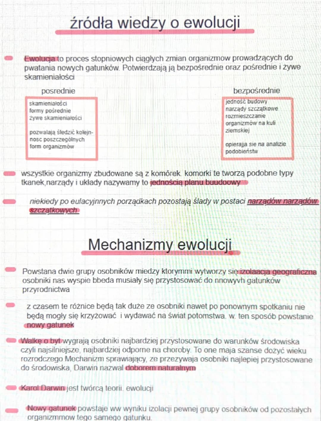--- OCR Start ---
źródła wiedzy o ewolucji
Ewolucja to proces stopniowych ciągłych zmian organizmow prowadzących do
pwatania nowych gatunków