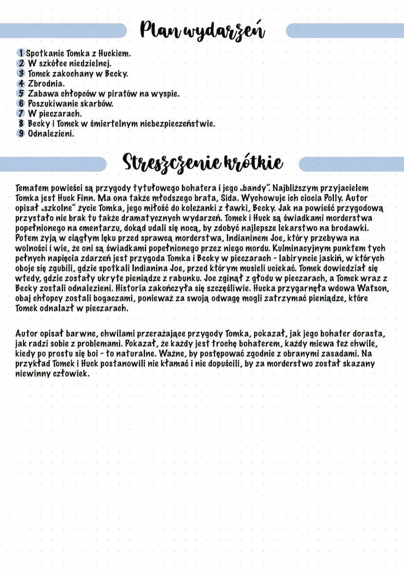 
<p>Można powiedzieć, że powieść "Przygody Tomka Sawyera" zrodziła się z chęci przywołania beztroskiego dzieciństwa, gdyż tematem powieści j