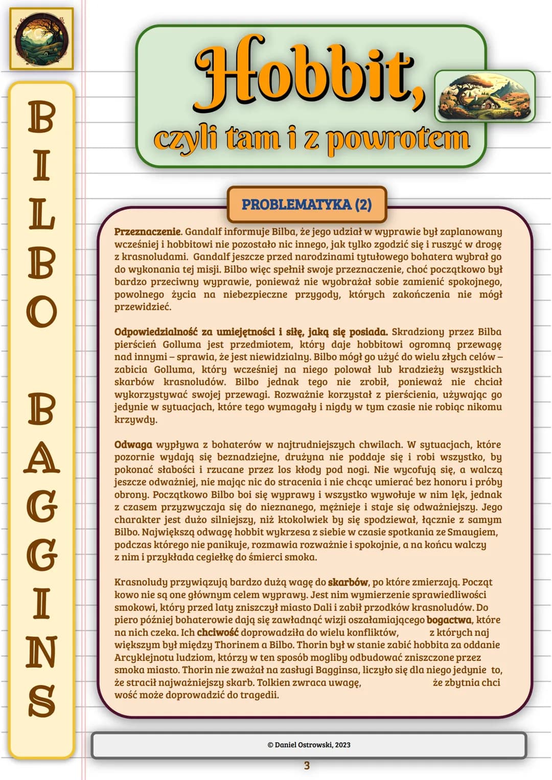 Szczegółowe Streszczenie Hobbita Czyli Tam Iz Powrotem Hobbit - Streszczenie Klasa 6 i Ciekawe Fakty (Język polski) jako PDF