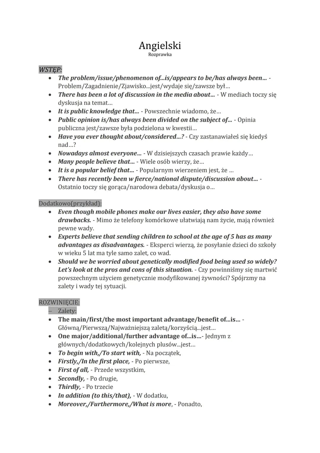 for and against essay