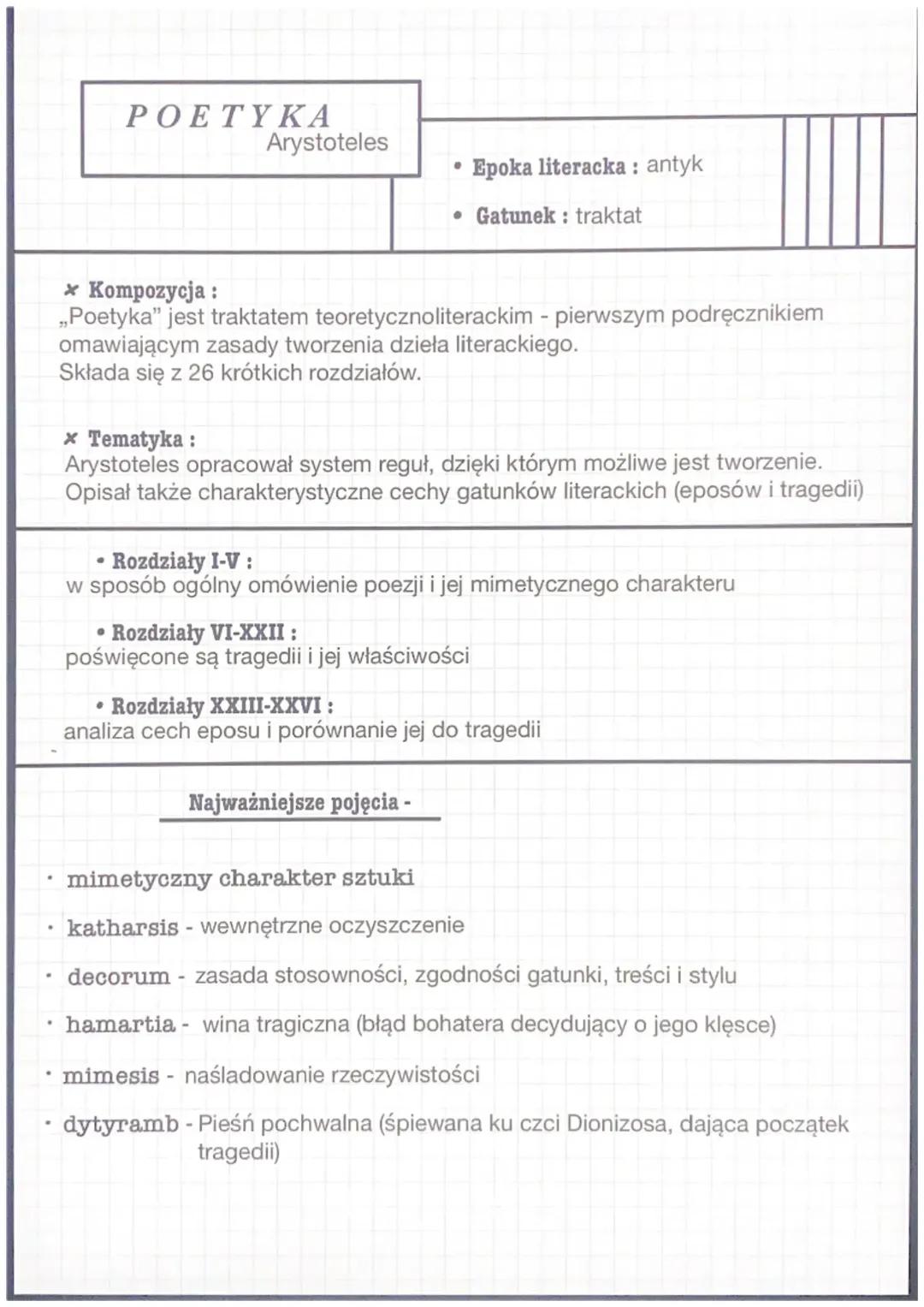 Arystoteles: Poetyka i Retoryka - Notatka do Matury