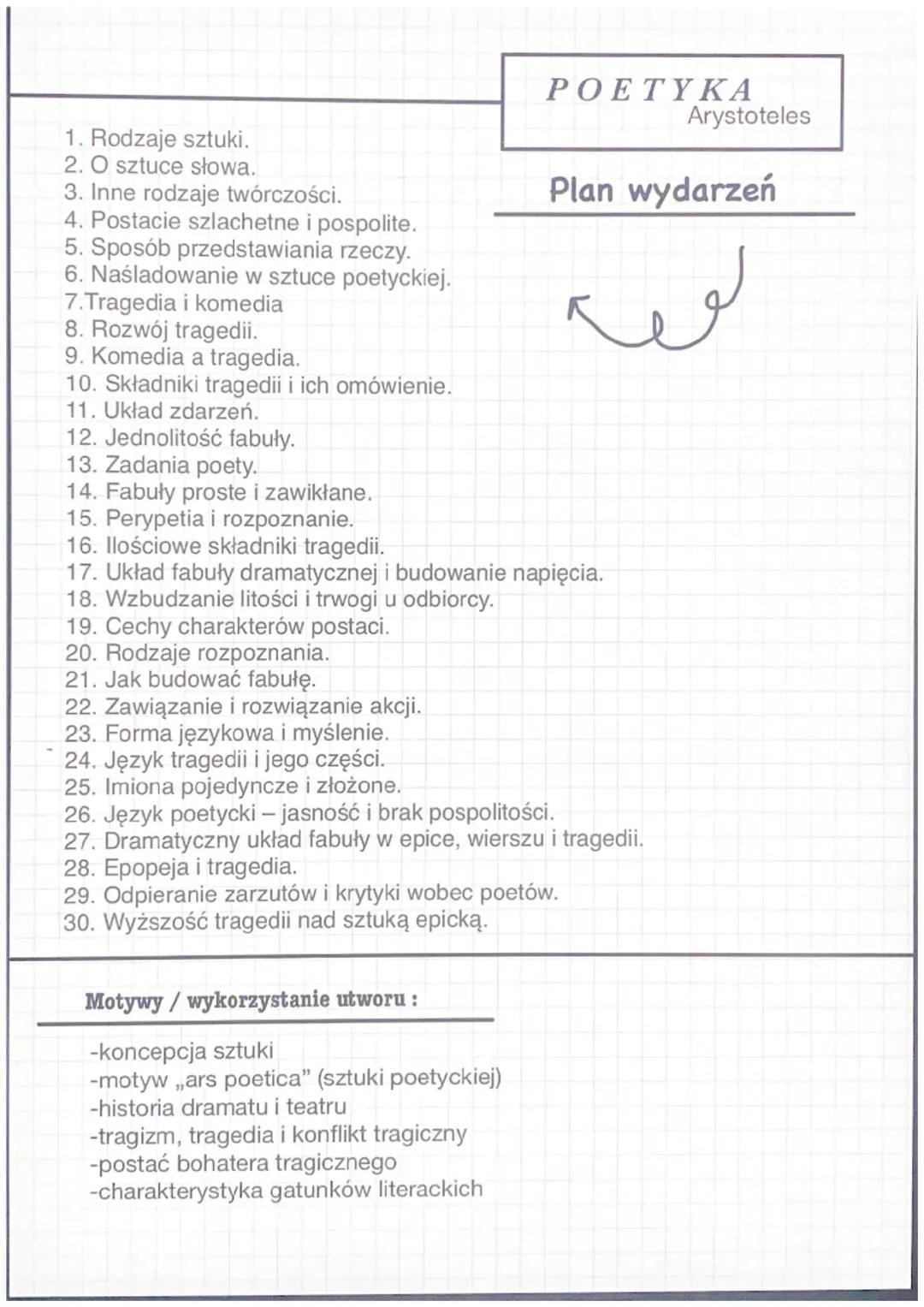 .
POETYKA
Arystoteles
•
Epoka literacka: antyk
• Gatunek: traktat
* Kompozycja:
,,Poetyka" jest traktatem teoretycznoliterackim - pierwszym 