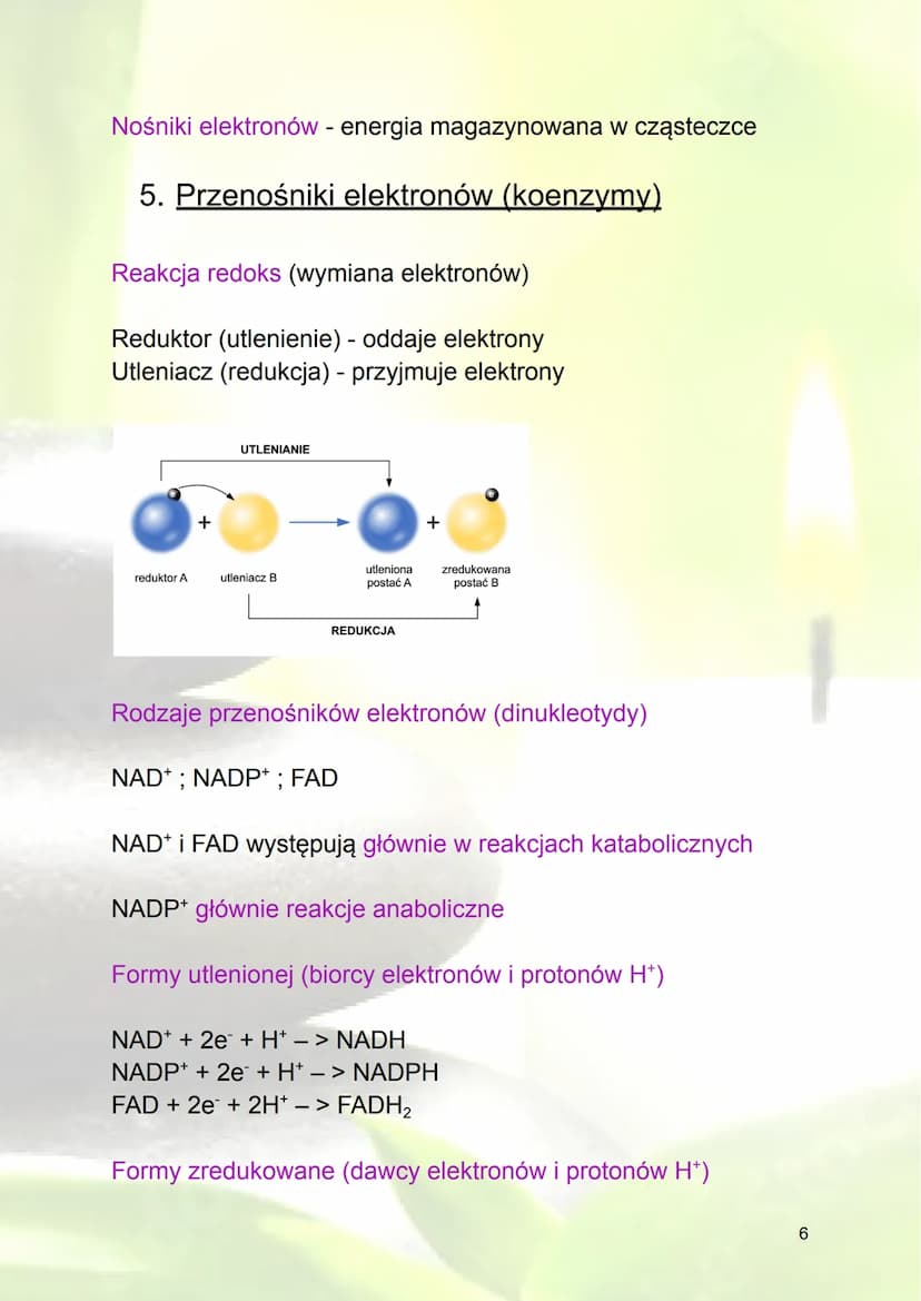 Podstawowe zasady metabolizmu
1. Metabolizm - ogół przemian biochemicznych
zachodzących w organizmie
Energia - zdolność do wykonania pracy (