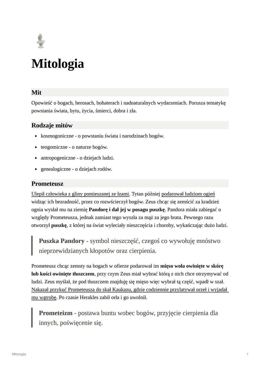 Mitologia
Mitologia
Mit
Opowieść o bogach, herosach, bohaterach i nadnaturalnych wydarzeniach. Porusza tematykę
powstania świata, bytu, życi