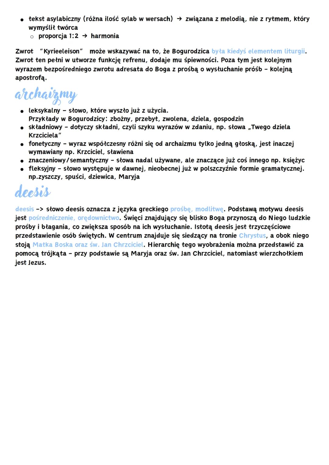 Bogurodzica
• gatunek literacki: liryka
。 rodzaj literacki: pieśń, hymn
⚫ podmiot liryczny: ludzie wierzący
。 adresaci: Maryja, Jezus
•⚫ naj