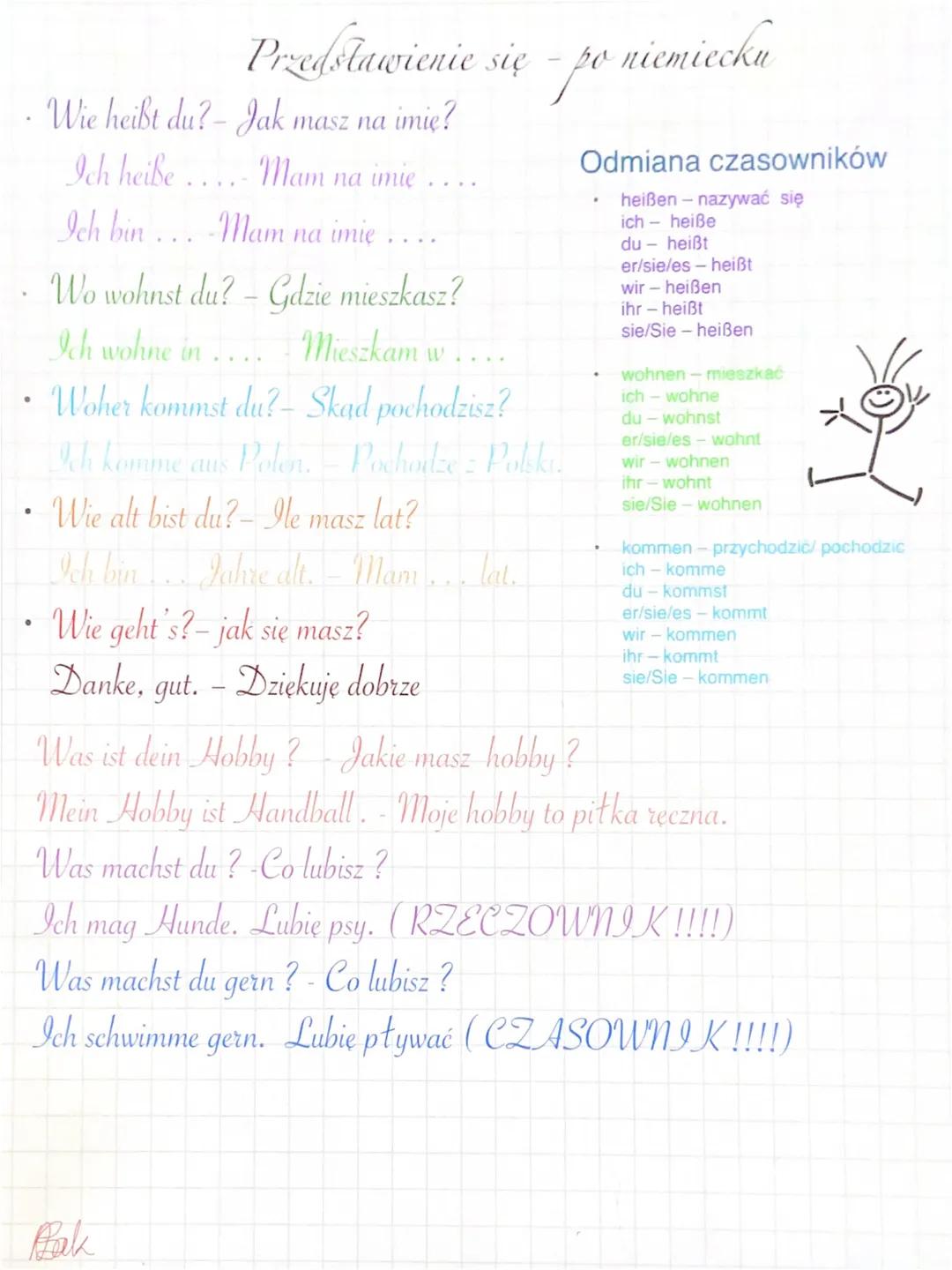 ●
●
Predstawienie się
Wie heißt du?- Jak masz na imię?
Ich heiße
Mam na imie..
Ich bin
-Mam
na imie....
Wo wohnst du? - Gdzie mieszkasz?
Mie
