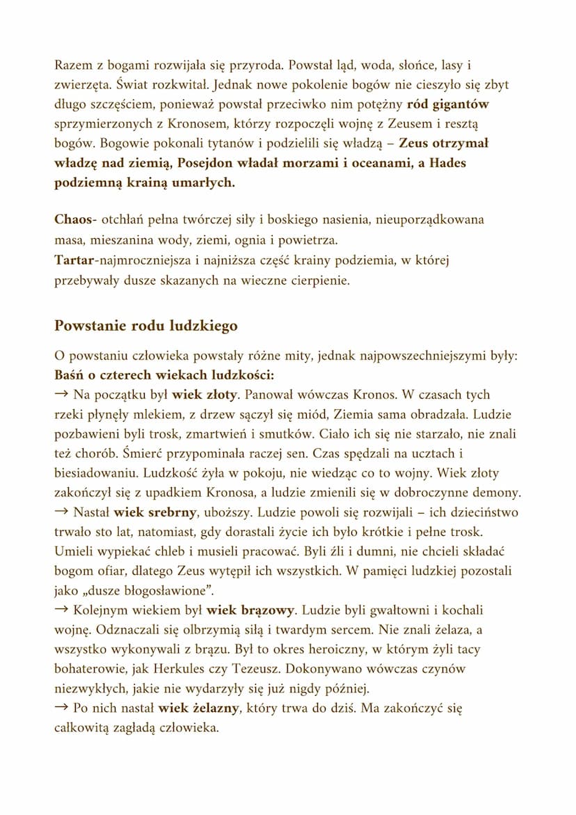 Mitologia
Mitologia grecka- zbiór mitów opowiadających o powstaniu świata, bogach i
herosach
Topos- utrwalony motyw powtarzający się w dzieł