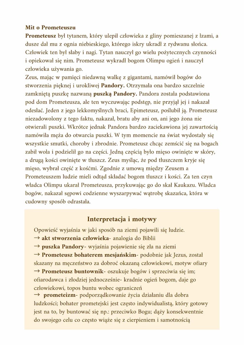 Mitologia
Mitologia grecka- zbiór mitów opowiadających o powstaniu świata, bogach i
herosach
Topos- utrwalony motyw powtarzający się w dzieł