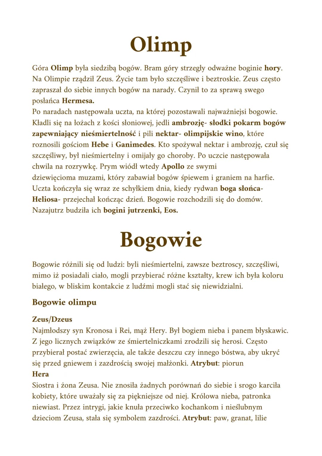 Mitologia
Mitologia grecka- zbiór mitów opowiadających o powstaniu świata, bogach i
herosach
Topos- utrwalony motyw powtarzający się w dzieł