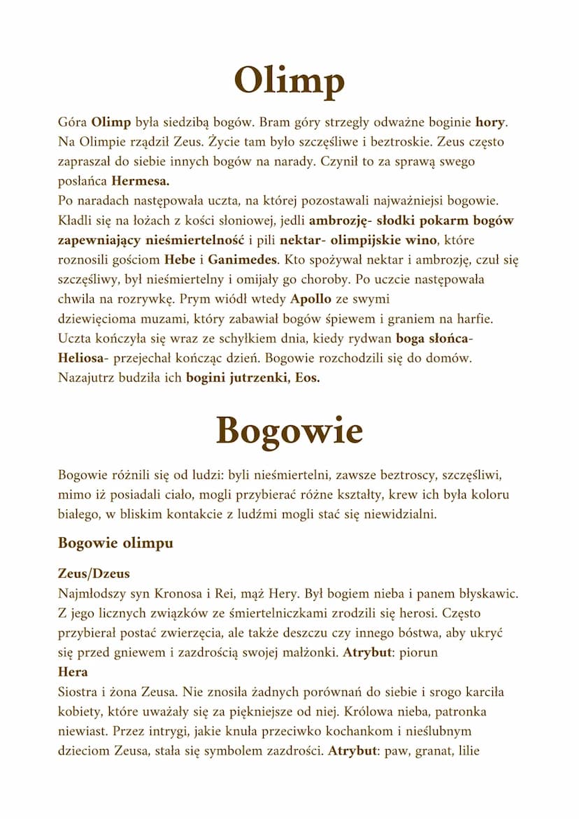 Mitologia
Mitologia grecka- zbiór mitów opowiadających o powstaniu świata, bogach i
herosach
Topos- utrwalony motyw powtarzający się w dzieł