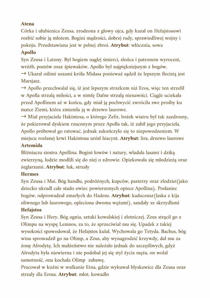 Mitologia
Mitologia grecka- zbiór mitów opowiadających o powstaniu świata, bogach i
herosach
Topos- utrwalony motyw powtarzający się w dzieł