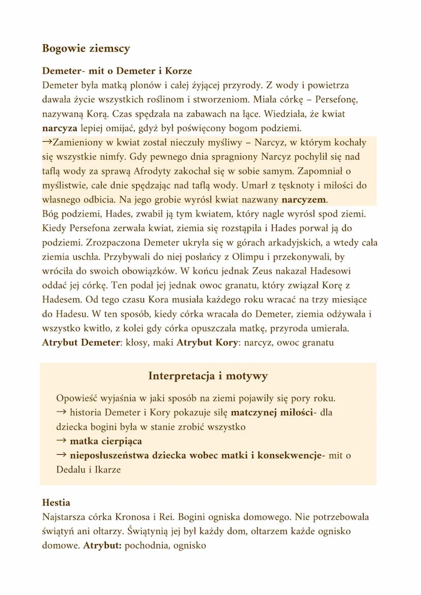 Mitologia
Mitologia grecka- zbiór mitów opowiadających o powstaniu świata, bogach i
herosach
Topos- utrwalony motyw powtarzający się w dzieł