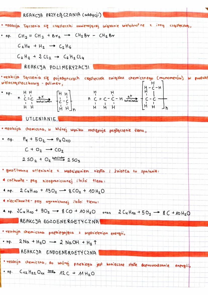 rodzaje reakcji chemicznych
REAKCYA SYNTEZY (Tączenia)
• reakcja chemiczna, podczas której z kilku substratów powstaje jeden produkt,
• np. 