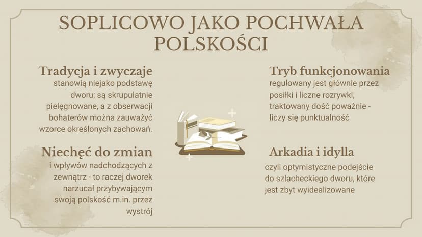 +
+
MOTYW
dworku
Helena Gądek
Eliza Kaczmarek +
x
II
H
+
Dworek szlachecki
przepiękne opisy przyrody, wystroju
wnętrz, architektury
miejsce 