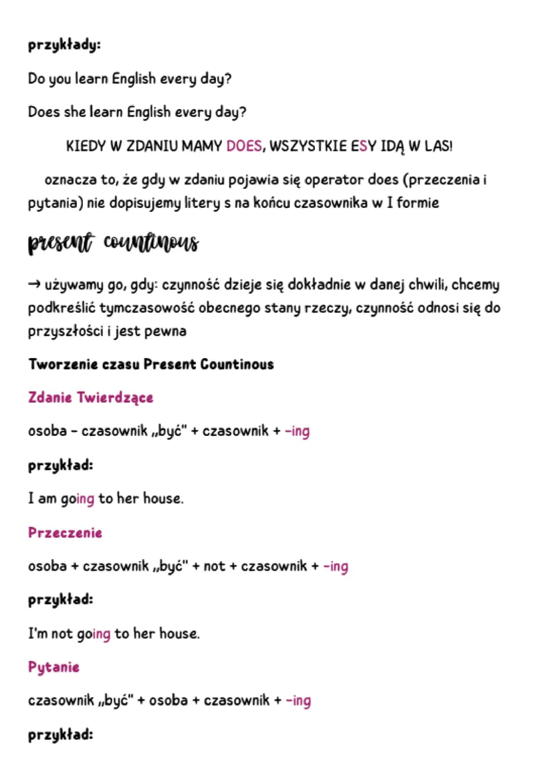 TENSES czasy w języku angielskim
present simple
→ czas teraźniejszy
→ charakterystyczne słówka: usually, sometimes, never, ever, every day,
