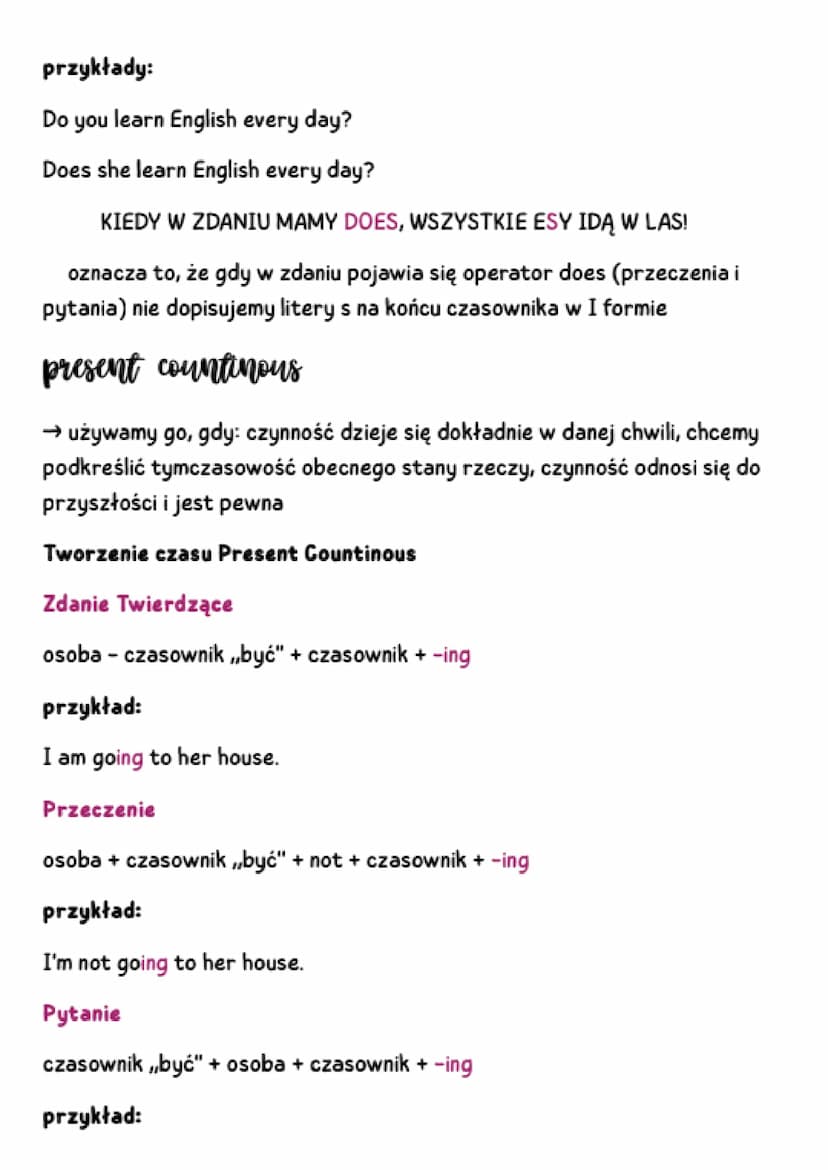 TENSES czasy w języku angielskim
present simple
→ czas teraźniejszy
→ charakterystyczne słówka: usually, sometimes, never, ever, every day,
