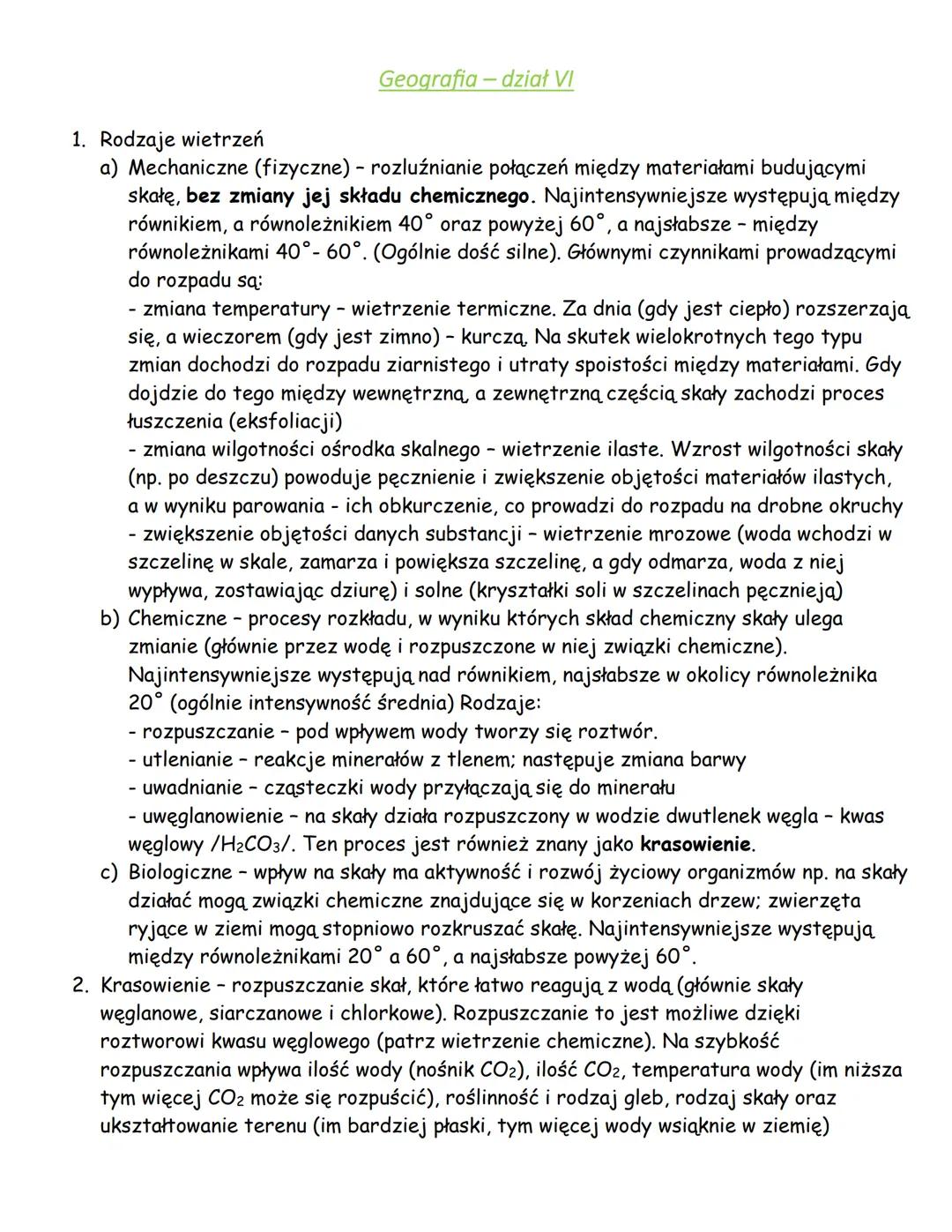Powtórzenie geografia dział 6 - procesy egzogeniczne