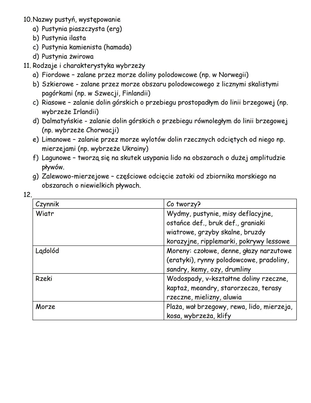 # Geografia - dział VI

1. Rodzaje wietrzeń
a) Mechaniczne (fizyczne) - rozluźnianie połączeń między materiałami budującymi
skałę, bez zmian
