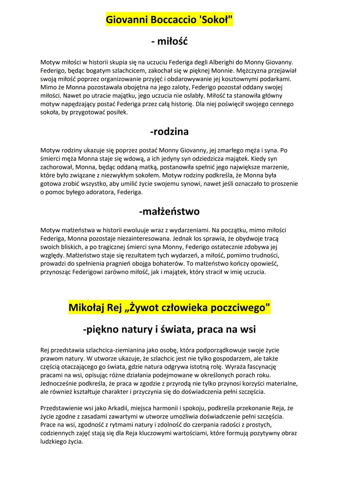 Utwory renesansowe opracowane wątki do wypracowania 